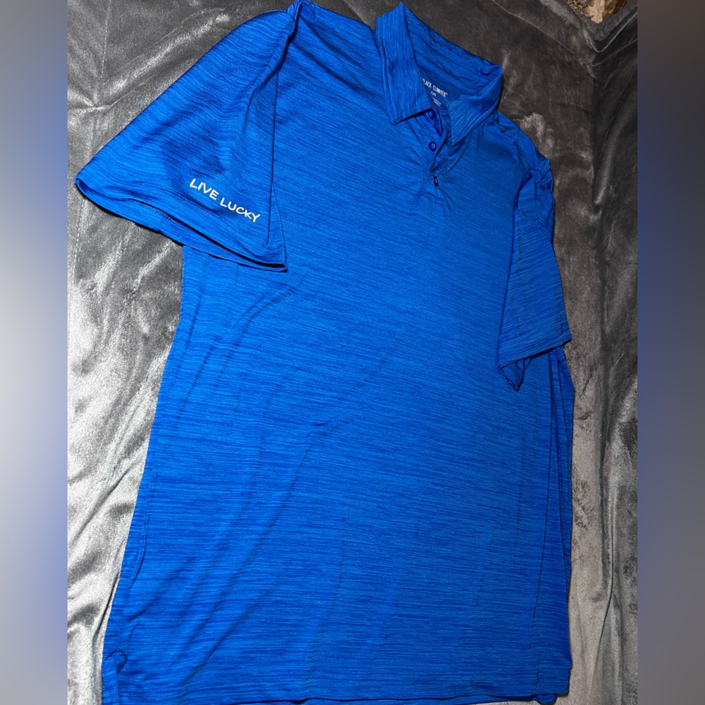 Black Clover Polo Shirt Mens LG Blue Short Sleeve Performance Golf Activewear